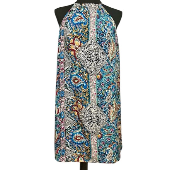 None Dresses & Skirts - Colorful Paisley Print Halter Shift Dress